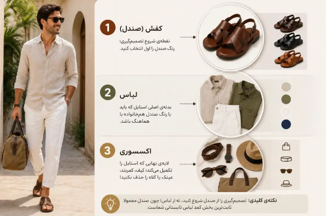 قانون سه‌ لایه‌ استایل تابستانی با صندل چرم