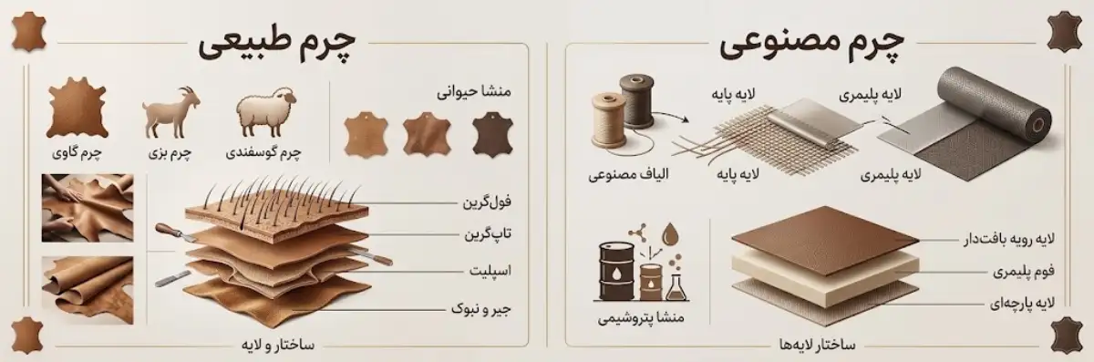 شناخت انواع چرم طبیعی و مصنوعی