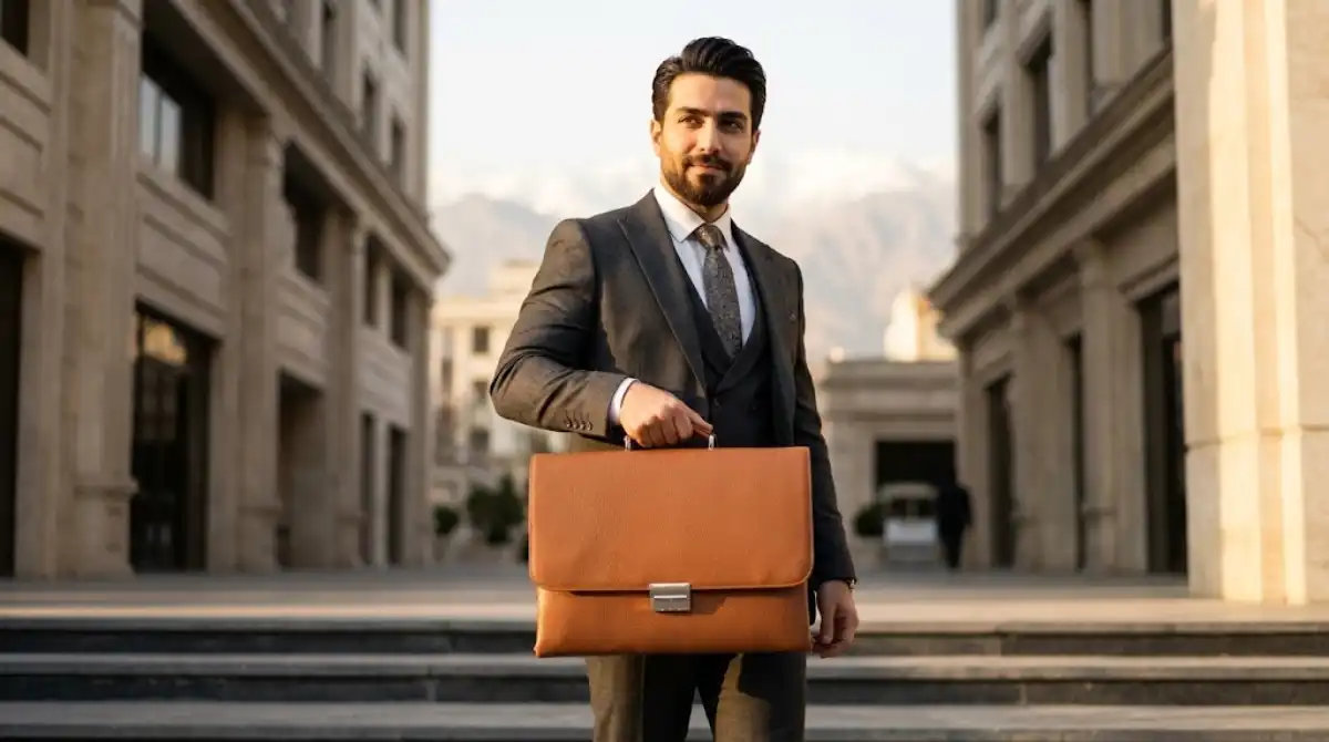  کیف اداری چرم طبیعی تک قفل