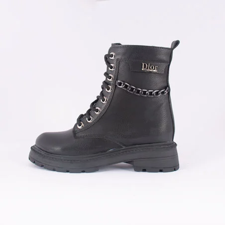 نیم بوت چرم مصنوعی زنانه مدل نیم ساق زنجیری