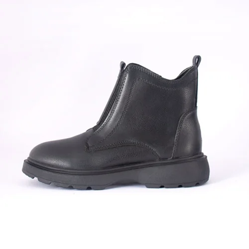 نیم بوت چرم مصنوعی زنانه مدل نیم ساق وسط کش