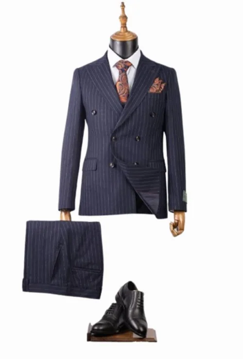 کت و شلوار مردانه دبل برست دیپلمات سورمه ای